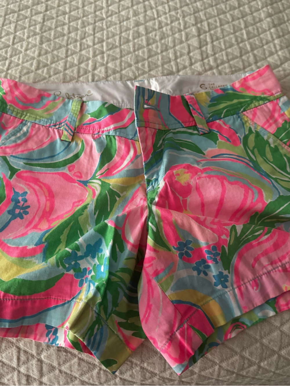 Lilly Pulitzer Bright Pink, Green & Blue Floral High-Waist Shorts